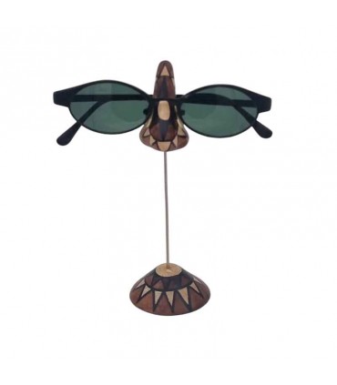 Porte lunette Nez en bois motif E | tige métal