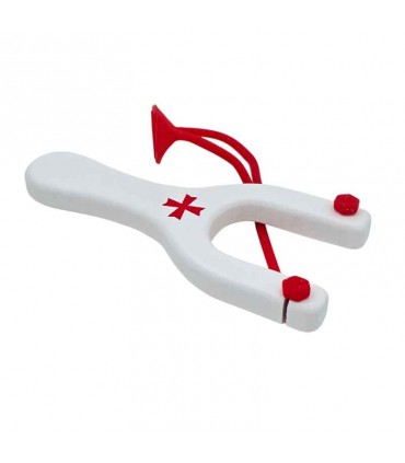 Lance pierre en bois | blanc croix templiers