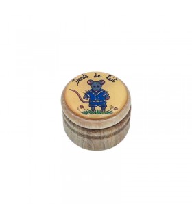 Boîte à dents de lait 45 mm en bois – Petite Souris bleue – fermeture à vis