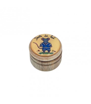 Boîte à dents de lait 45 mm en bois – Petite Souris bleue – fermeture à vis