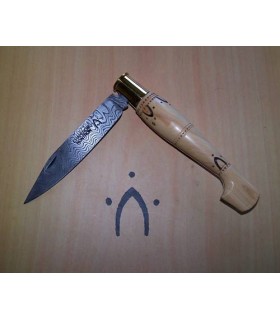 Nontron Damas n° 25 Manche Sabot en buis gravé