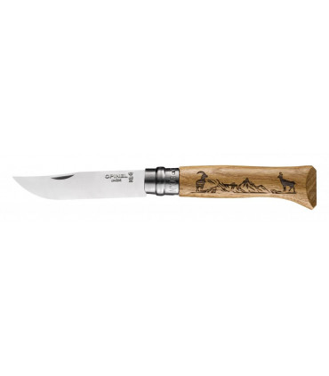 Opinel N° 8 en chêne gravure Bouquetin